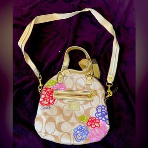 Coach purse- cream with flowers